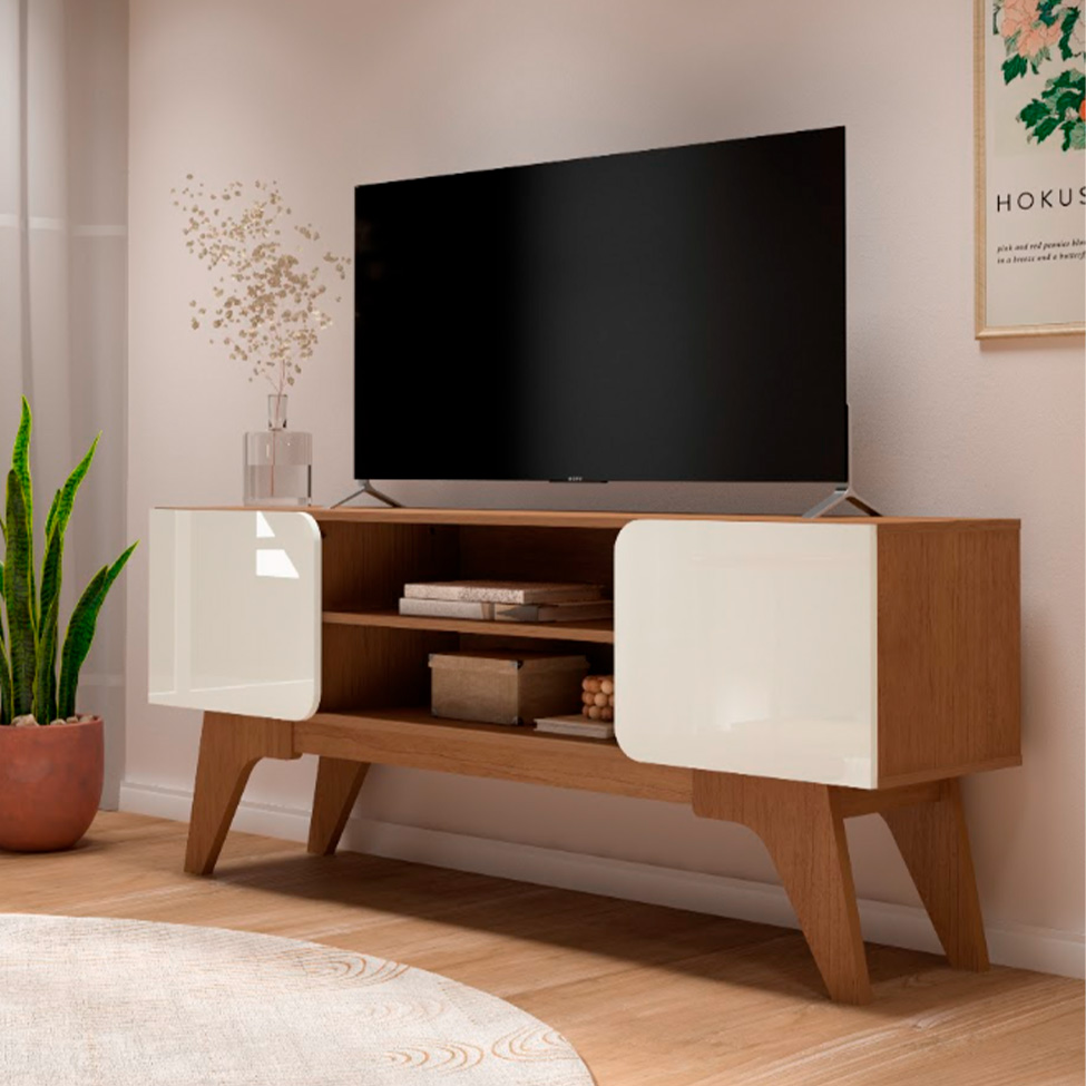 Rack para TV até 65 Polegadas Duetto Cinamomo e Off White