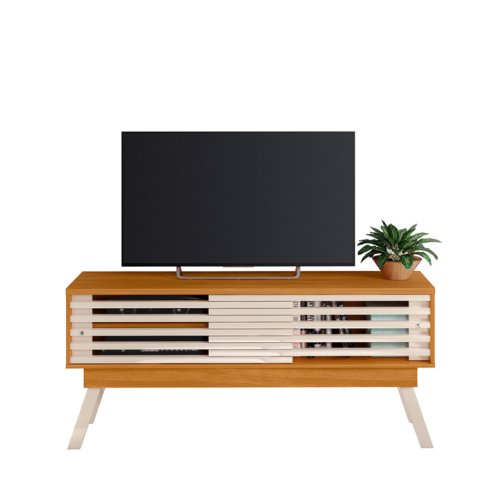 Rack para TV até 65 Polegadas Frizz 2 Portas Cinamomo e Off White 150 cm
