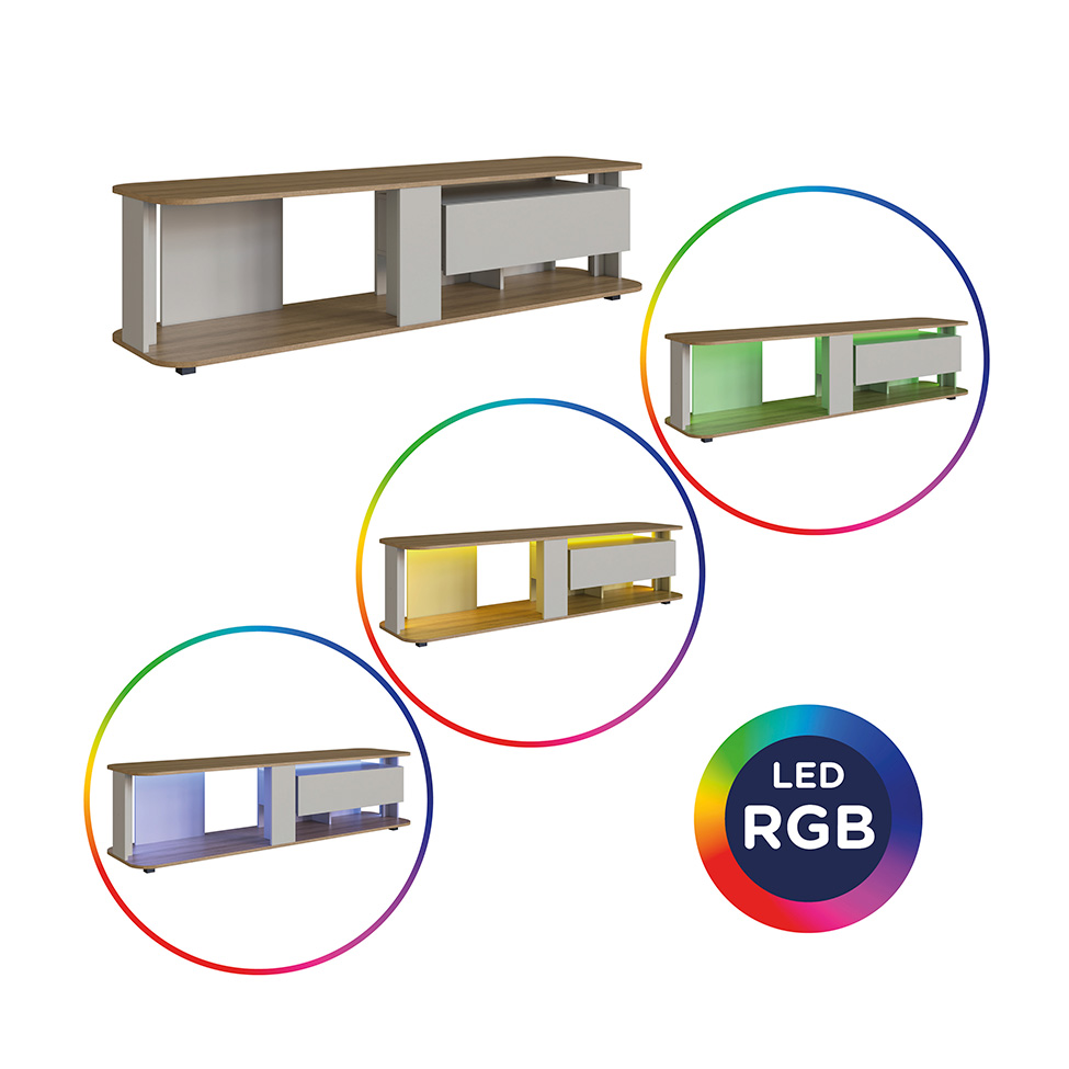 Rack para TV até 65 Polegadas Grace com LED 1 GV Arenas e Mel