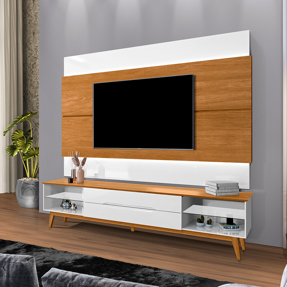 Rack para TV até 65 Polegadas Limit 2 GV Branco e Nature 181 cm