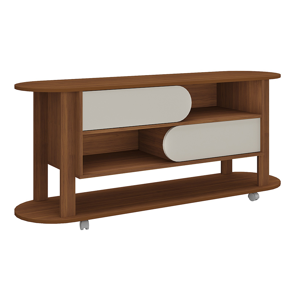 Rack para TV até 65 Polegadas Mundi 2 PT Cedro e Off White 150 cm