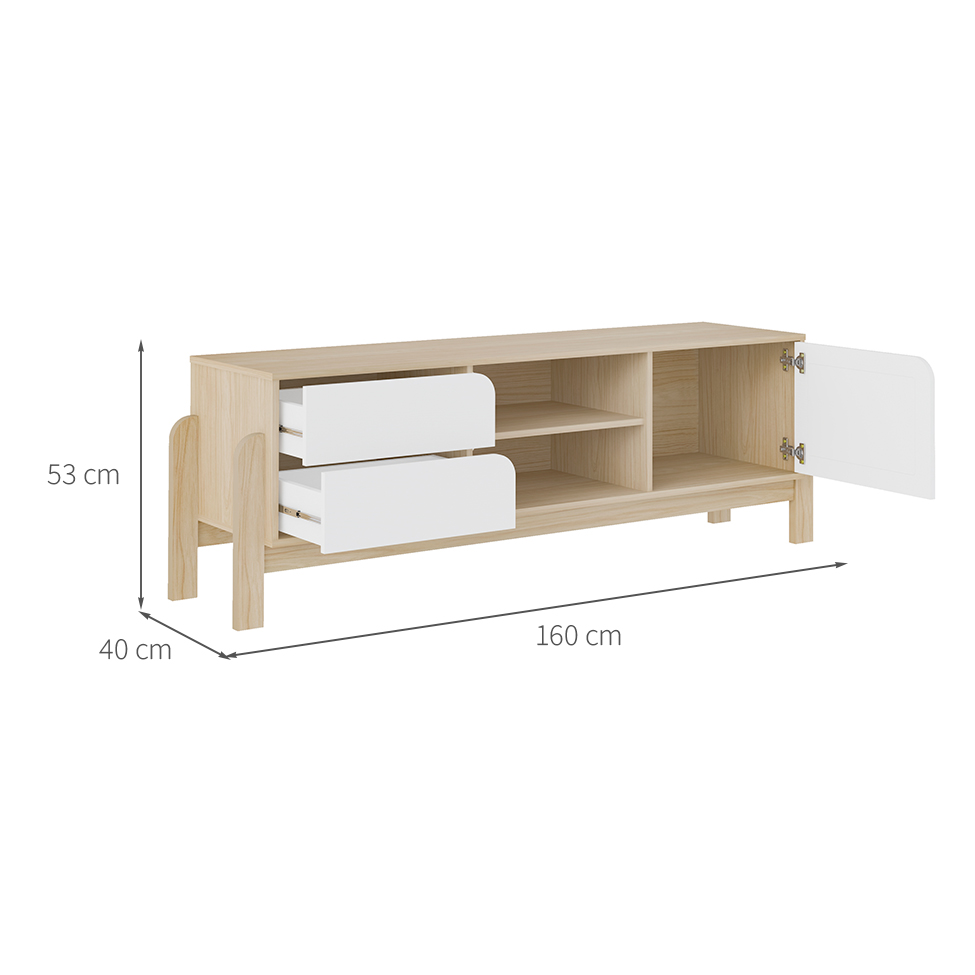 Rack para TV até 65 Polegadas Nature 1 PT 2 GV Naturale e Branco 160 cm