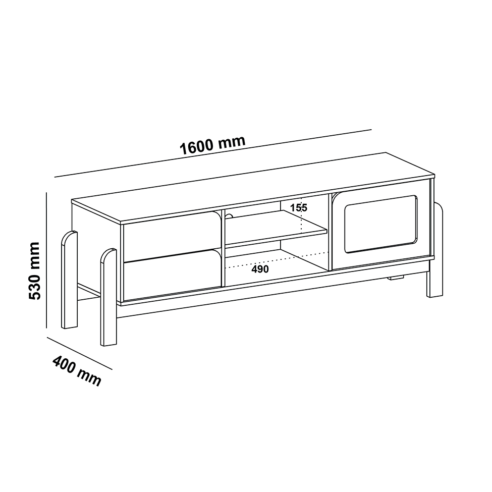 Rack para TV até 65 Polegadas Nature 1 PT 2 GV Naturale e Branco 160 cm