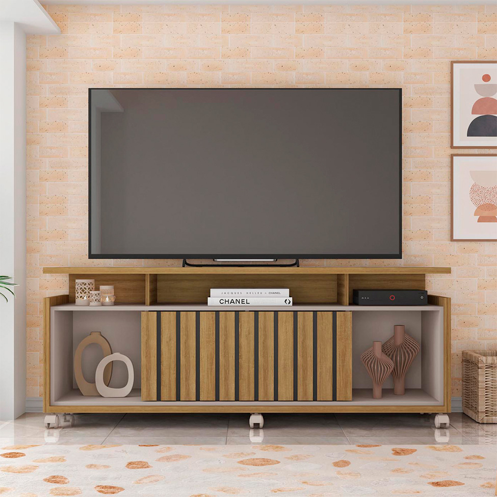 Rack para TV até 65 Polegadas Oasis 1 PT Mel e Cacao 160 cm