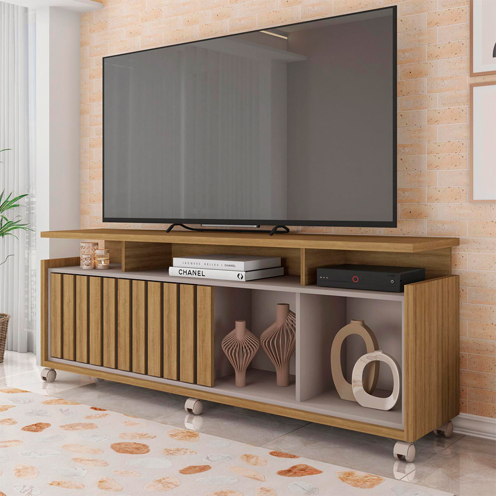 Rack para TV até 65 Polegadas Oasis 1 PT Mel e Cacao 160 cm