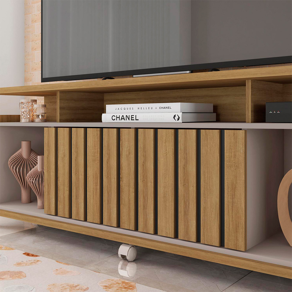 Rack para TV até 65 Polegadas Oasis 1 PT Mel e Cacao 160 cm