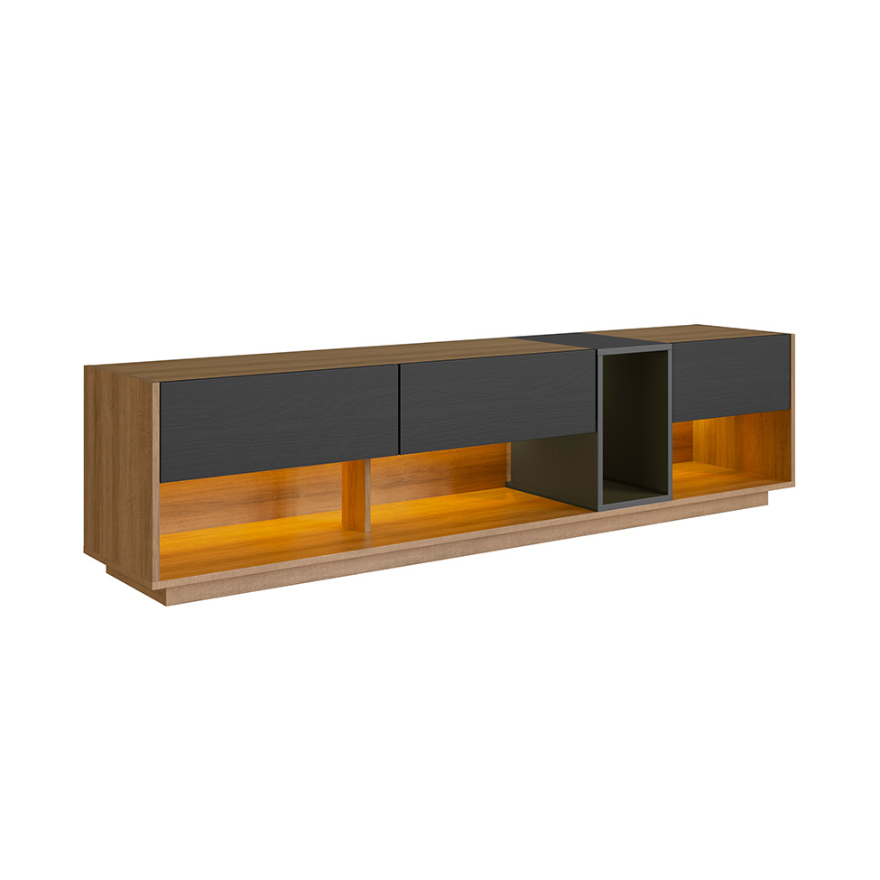 Rack para TV até 65 Polegadas Violet com LED 3 GV Mel e Grafite