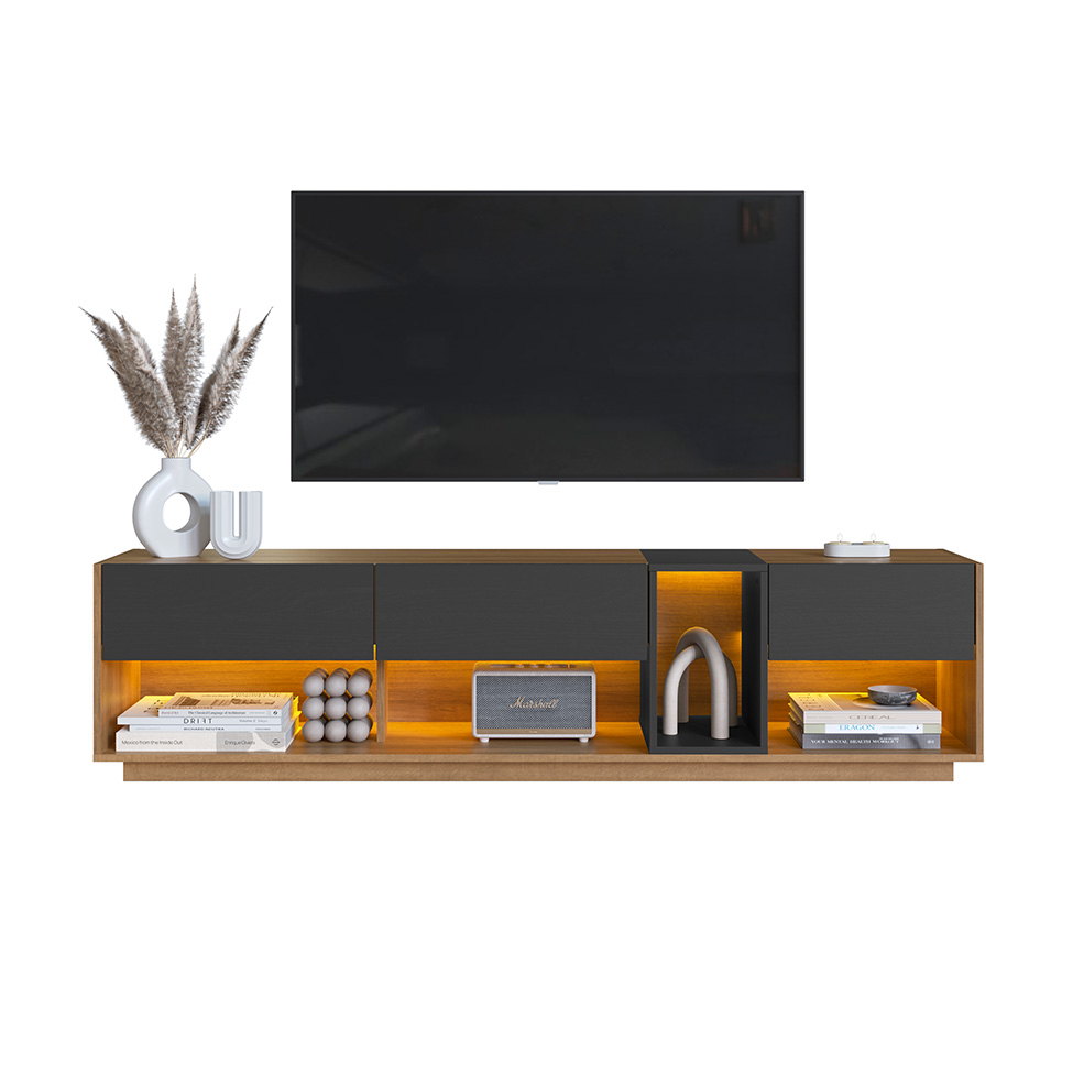 Rack para TV até 65 Polegadas Violet com LED 3 GV Mel e Grafite