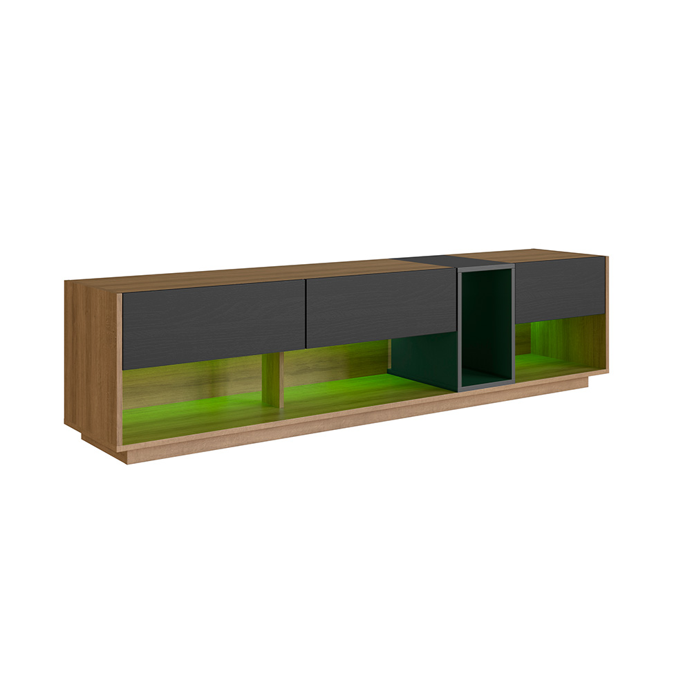 Rack para TV até 65 Polegadas Violet com LED 3 GV Mel e Grafite