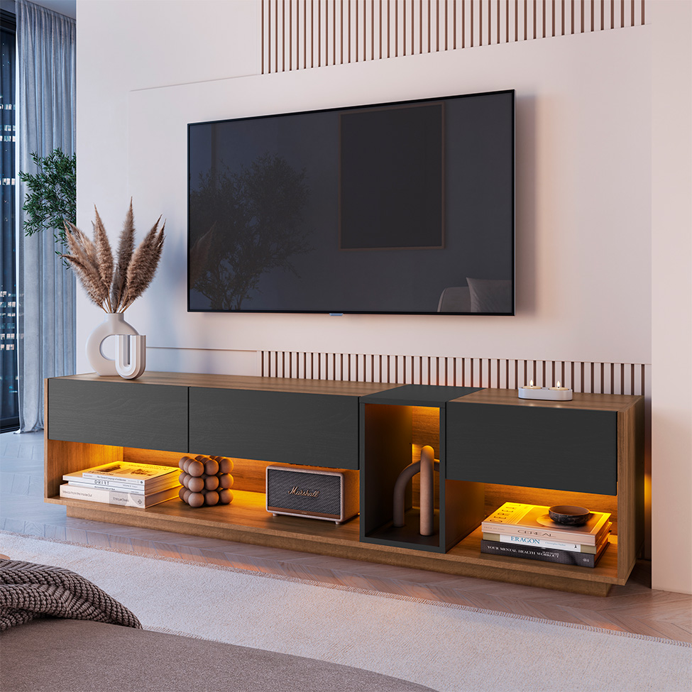 Rack para TV até 65 Polegadas Violet com LED 3 GV Mel e Grafite