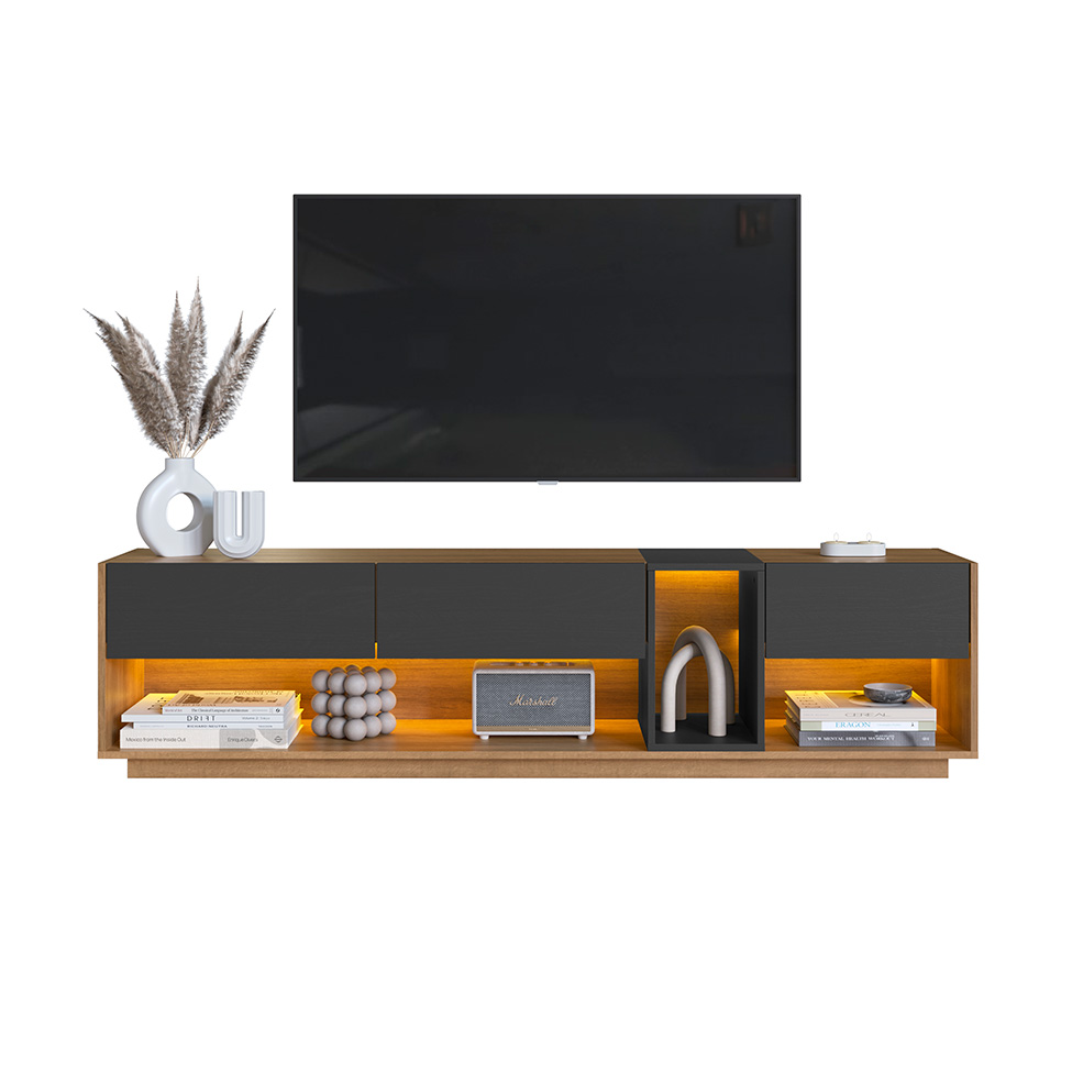 Rack para TV até 65 Polegadas Violet com LED 3 GV Mel e Grafite