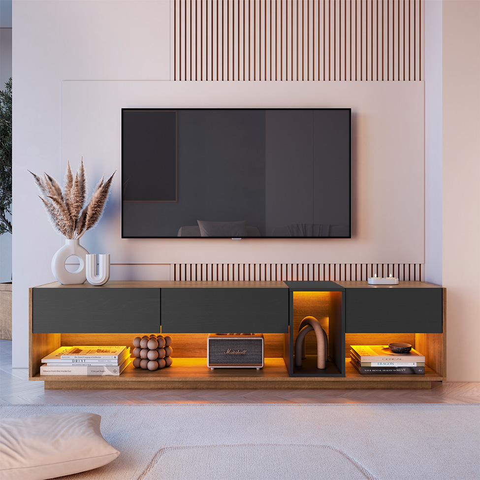 Rack para TV até 65 Polegadas Violet com LED 3 GV Mel e Grafite