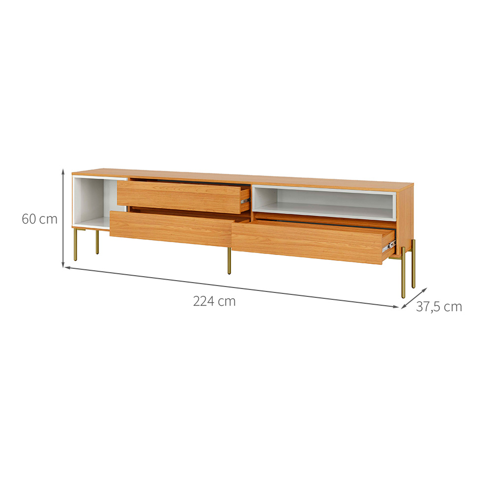 Rack para TV até 70 Polegadas Melin 100% MDF 3 Gavetas Freijó e Off White