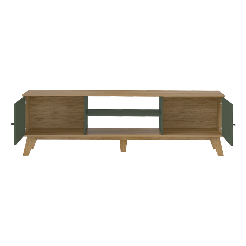 Rack para TV até 75 Polegadas Charlotte 2 PT Carvalho e Verde Menta 180 cm