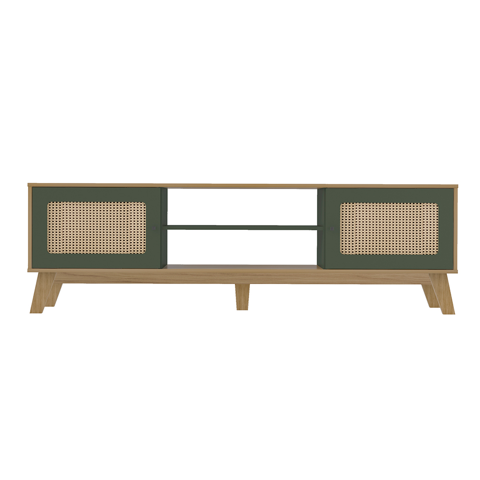 Rack para TV até 75 Polegadas Charlotte 2 PT Carvalho e Verde Menta 180 cm
