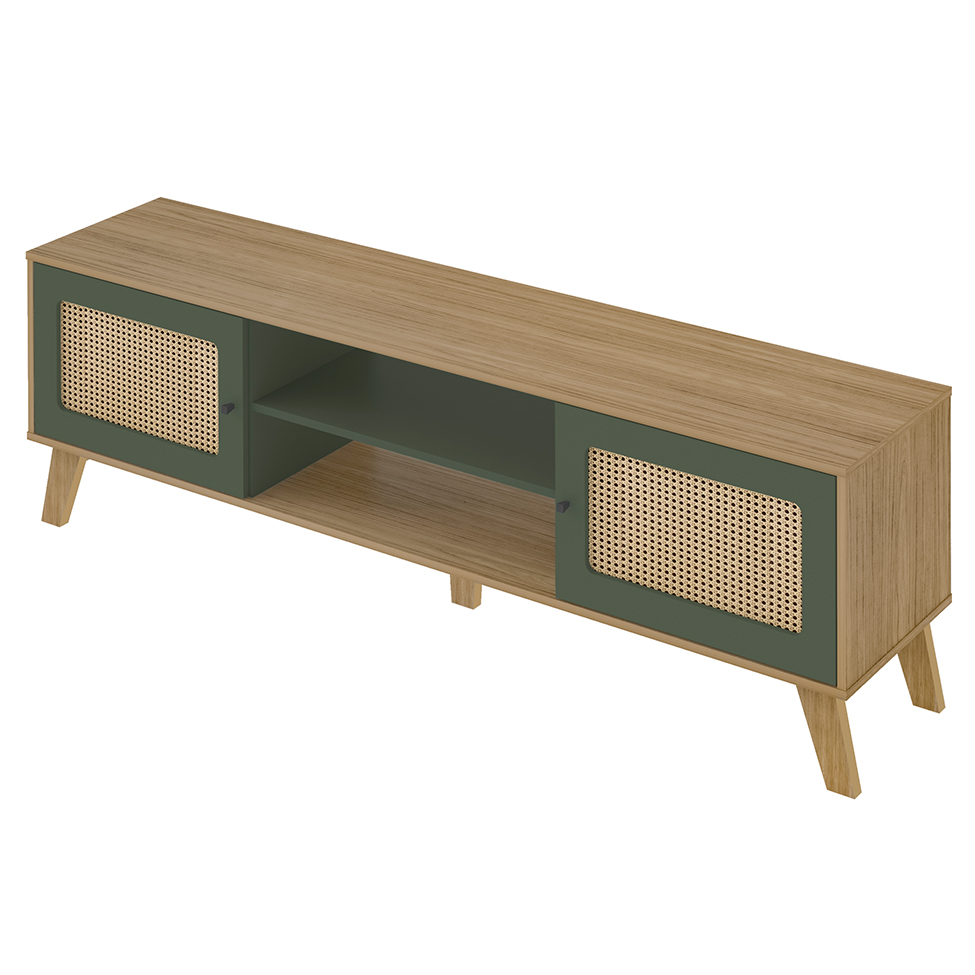 Rack para TV até 75 Polegadas Charlotte 2 PT Carvalho e Verde Menta 180 cm