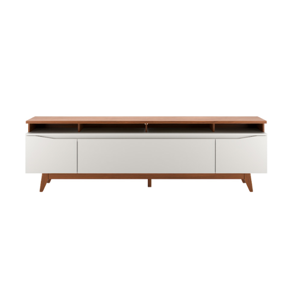 Rack para TV até 75 Polegadas Flynt 3 PT Off White e Canela 220 cm