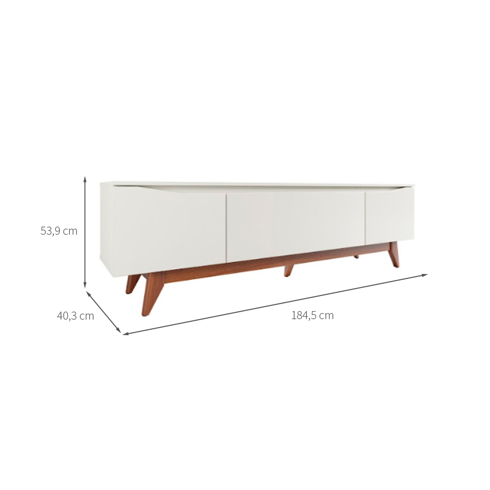 Rack para TV até 75 Polegadas Flynt 3 PT Off White e Natural 184 cm