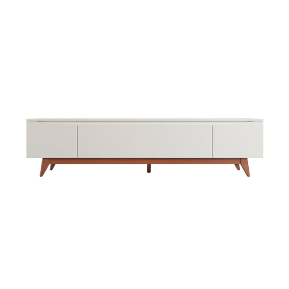 Rack para TV até 75 Polegadas Flynt 3 PT Off White e Natural 219 cm