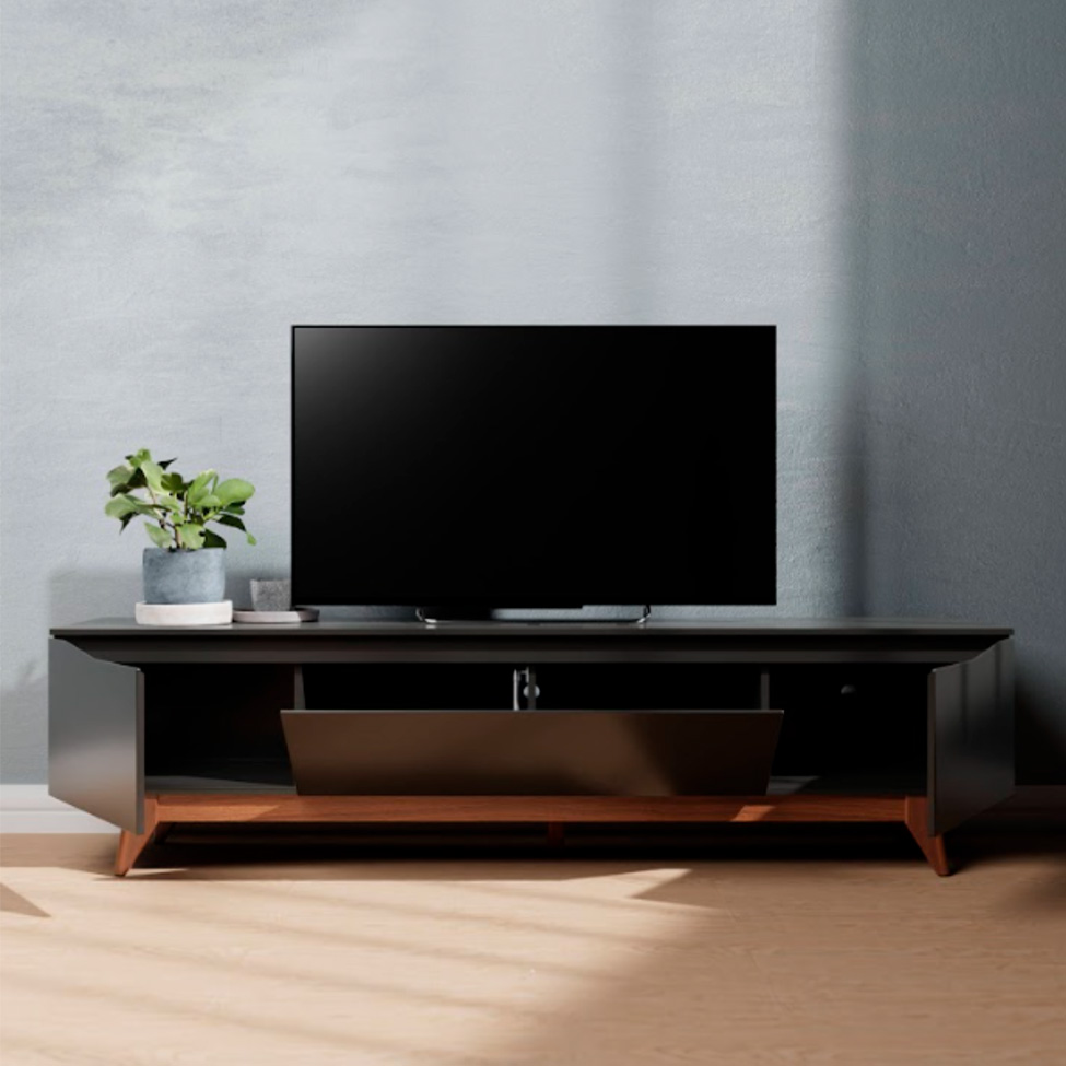 Rack para TV até 75 Polegadas Flynt 3 PT Preto e Natural 219 cm