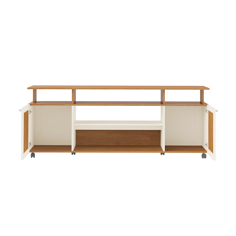 Rack para TV até 75 Polegadas Ipanema 2 PT Cinamomo e Off White