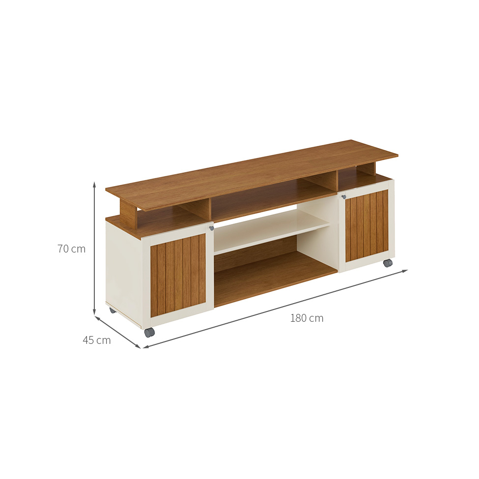 Rack para TV até 75 Polegadas Ipanema 2 PT Cinamomo e Off White