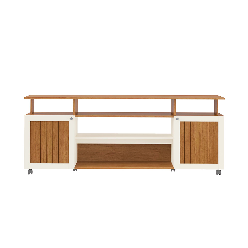 Rack para TV até 75 Polegadas Ipanema 2 PT Cinamomo e Off White