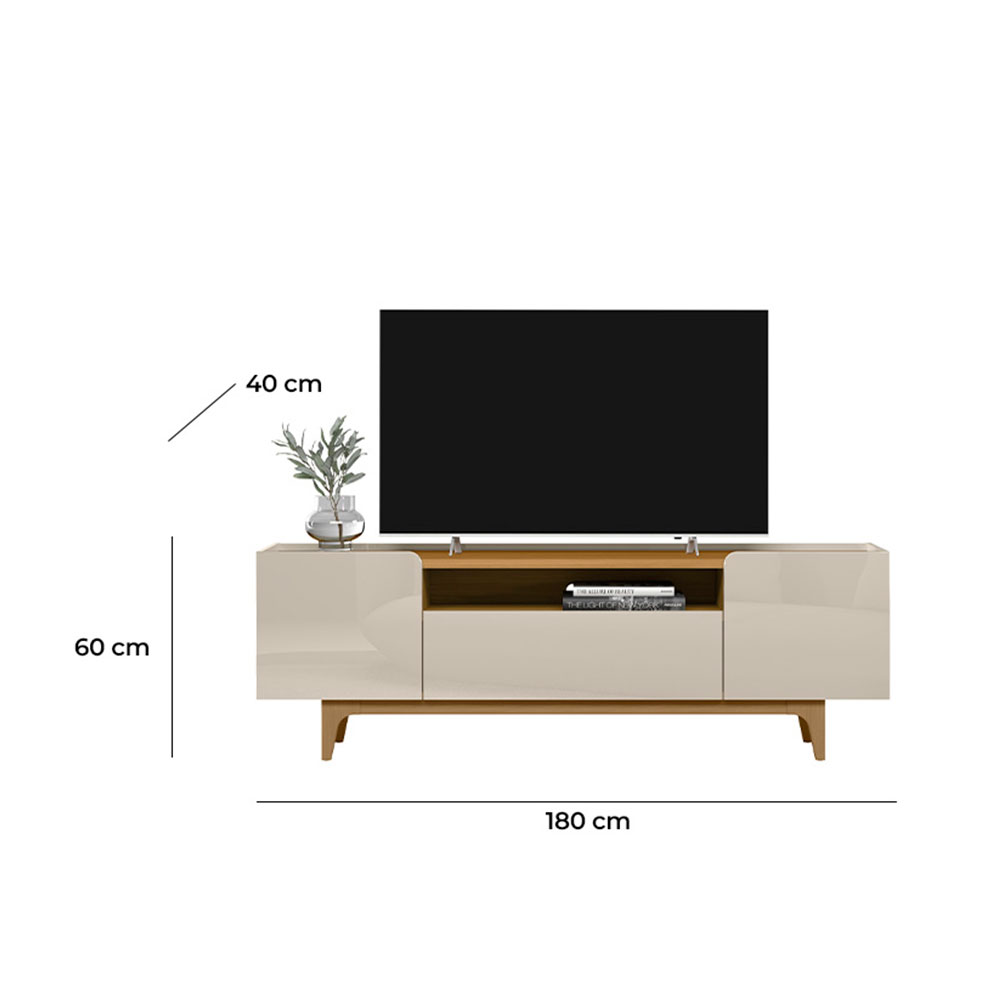 Rack para TV até 75 Polegadas Liam 3 PT Off White 180 cm