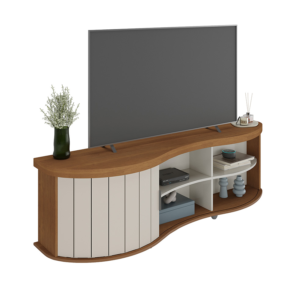 Rack para TV até 75 Polegadas Magnum Flex 1 PT Cinamomo e Off White