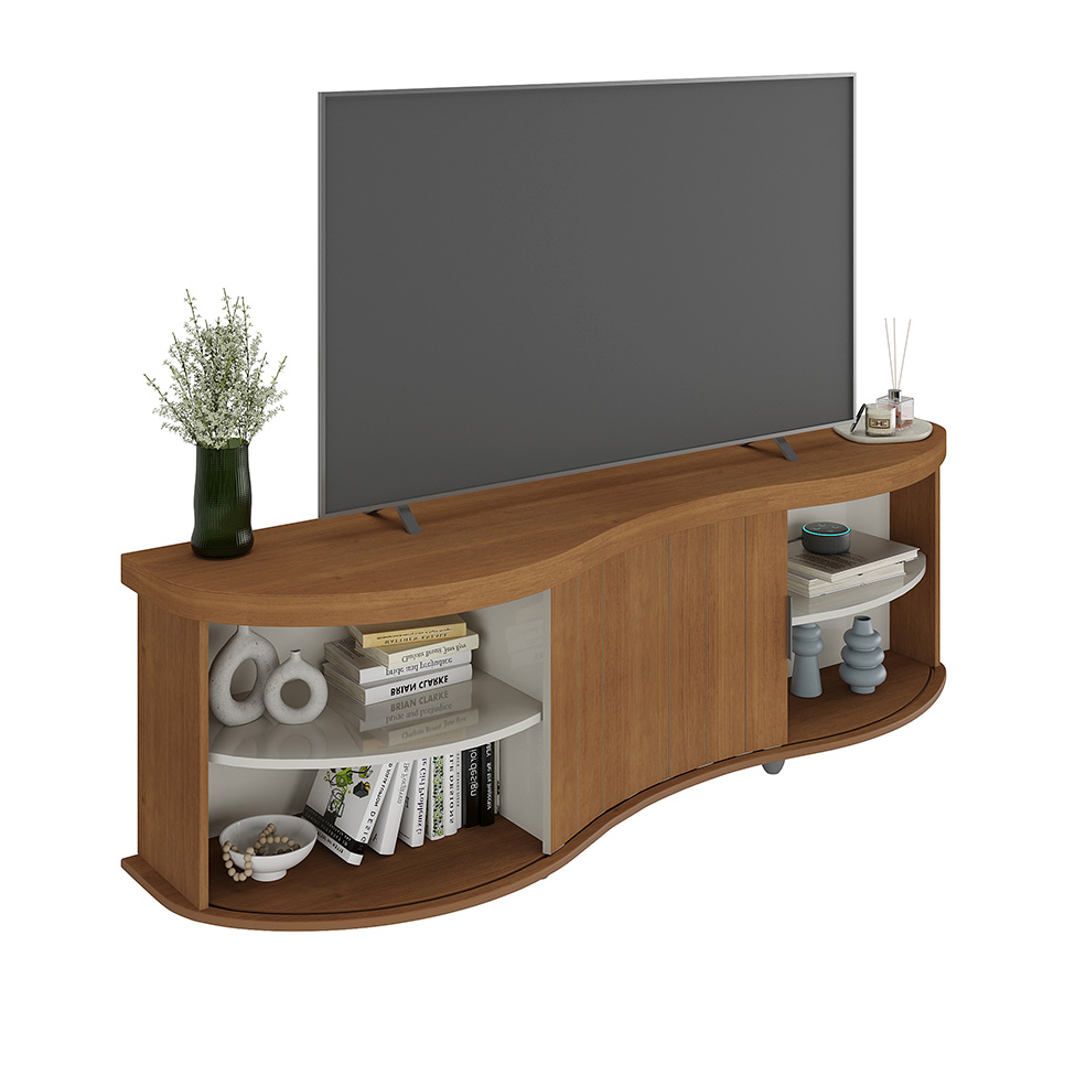 Rack para TV até 75 Polegadas Magnum Flex 1 PT Cinamomo e Off White