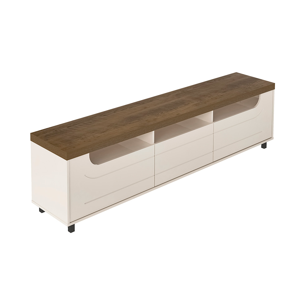 Rack para TV até 75 Polegadas Mercury 2 PT 1 GV Off White e Pinho 200 cm