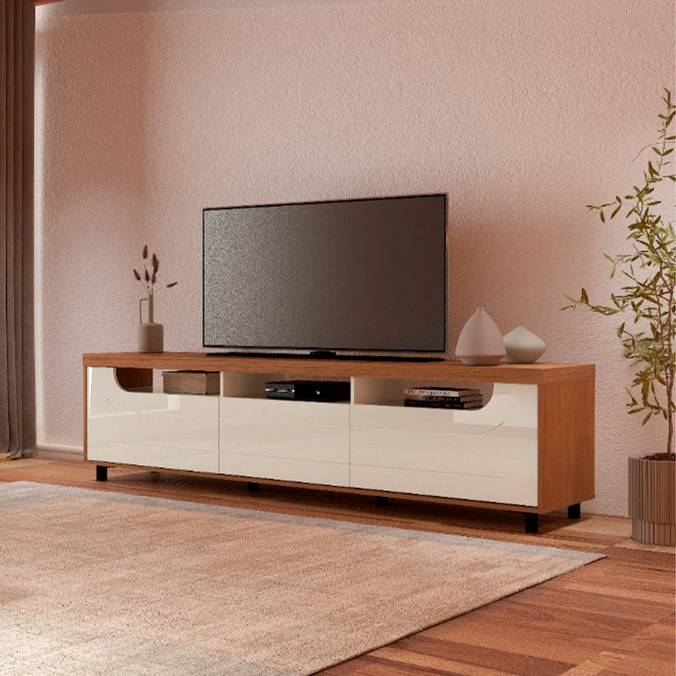 Rack para TV até 75 Polegadas Mercury Cinamomo e Off White