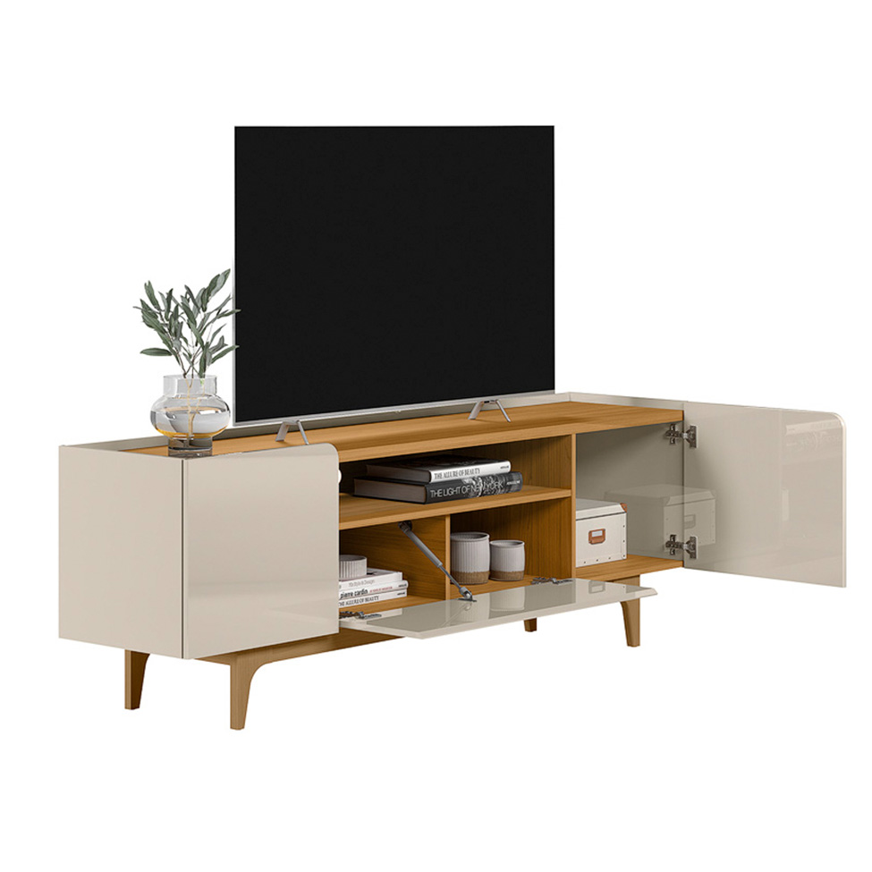 Rack para TV até 75 Polegadas Orlando 3 PT Tauari e Off White 180 cm