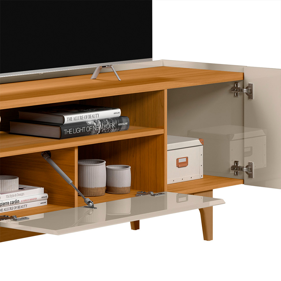 Rack para TV até 75 Polegadas Orlando 3 PT Tauari e Off White 180 cm