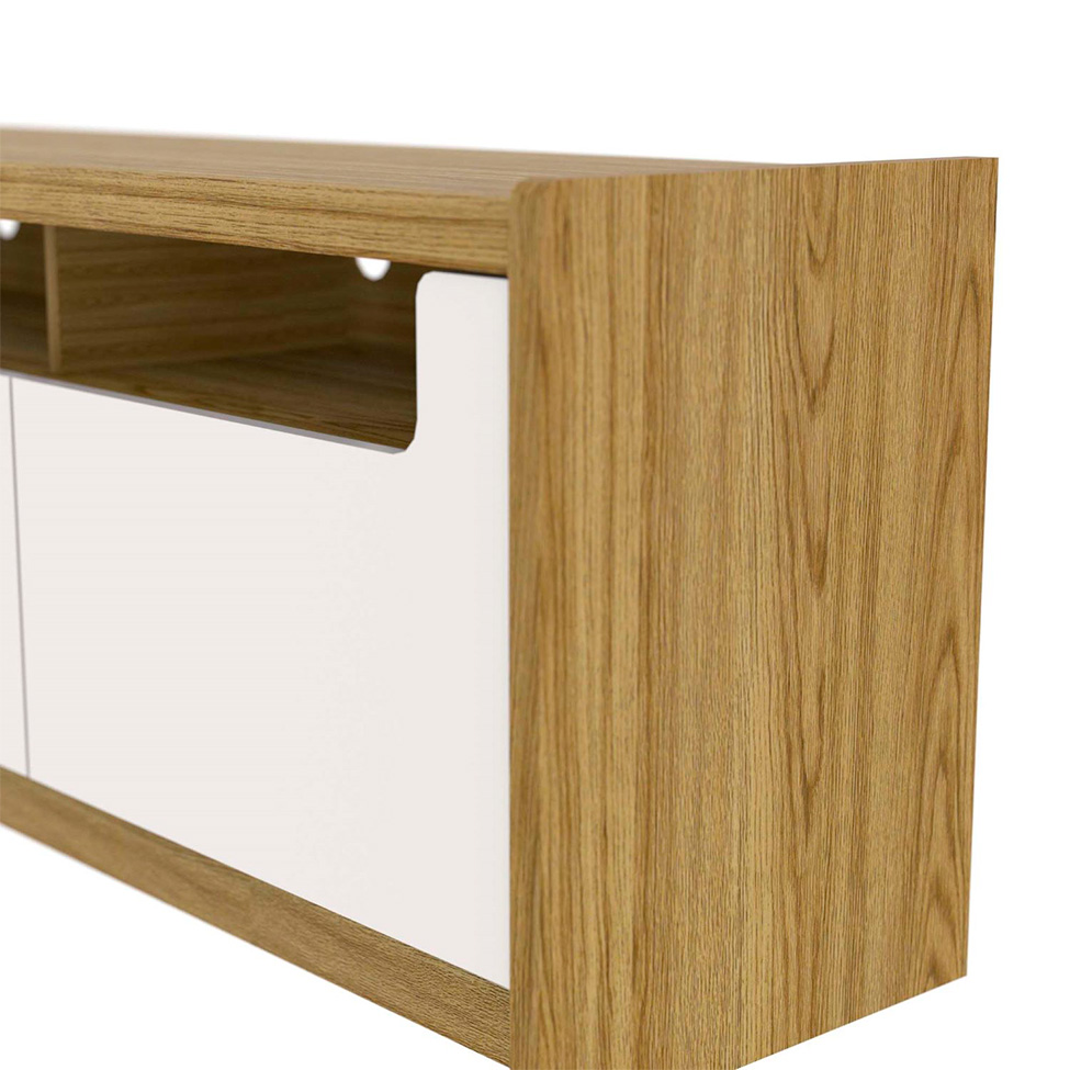 Rack para TV até 75 Polegadas Oslo 3 PT Freijó e Off White 185 cm
