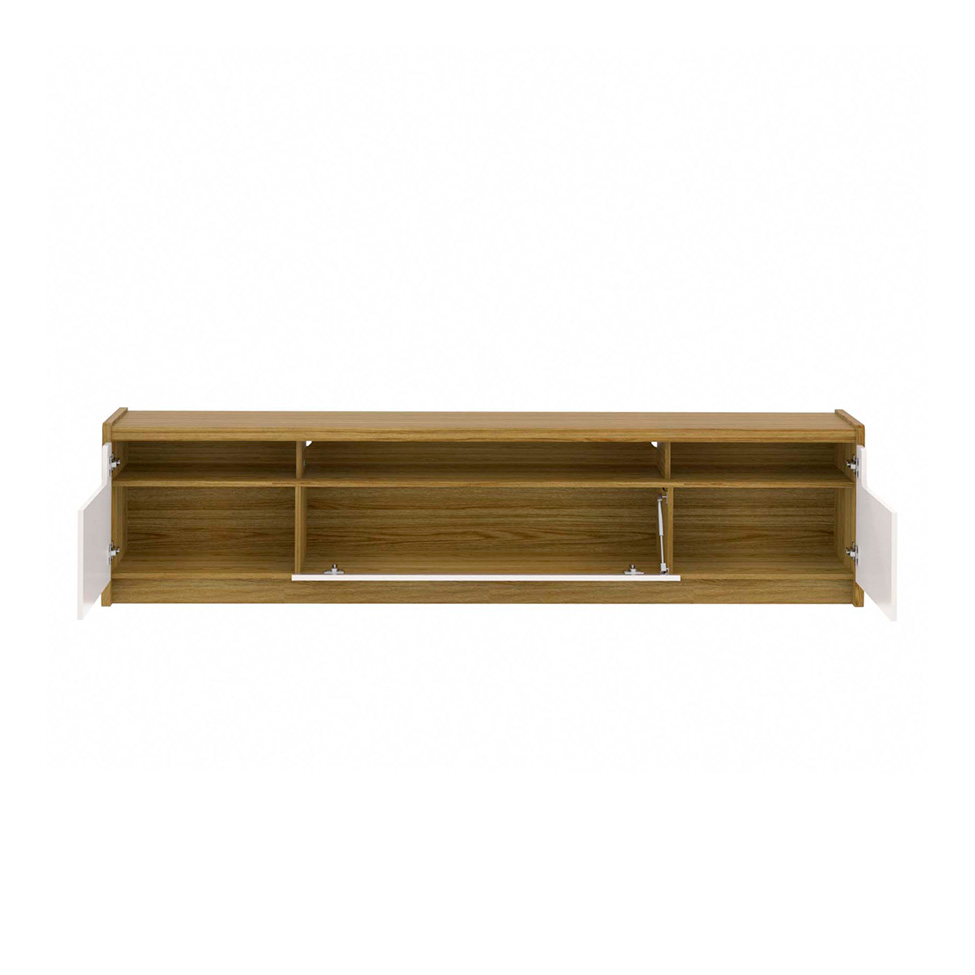 Rack para TV até 75 Polegadas Oslo 3 PT Freijó e Off White 221 cm