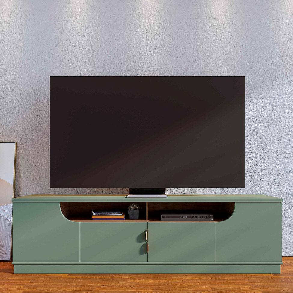 Rack para TV até 75 Polegadas Santorini 4 Portas Hortelã e Amêndoa