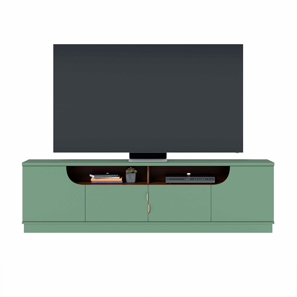 Rack para TV até 75 Polegadas Santorini 4 Portas Hortelã e Amêndoa