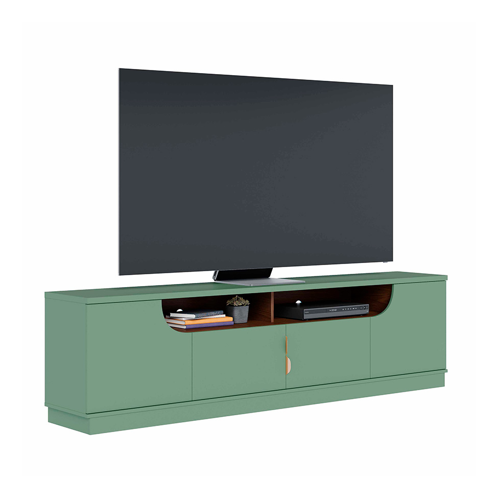 Rack para TV até 75 Polegadas Santorini 4 Portas Hortelã e Amêndoa