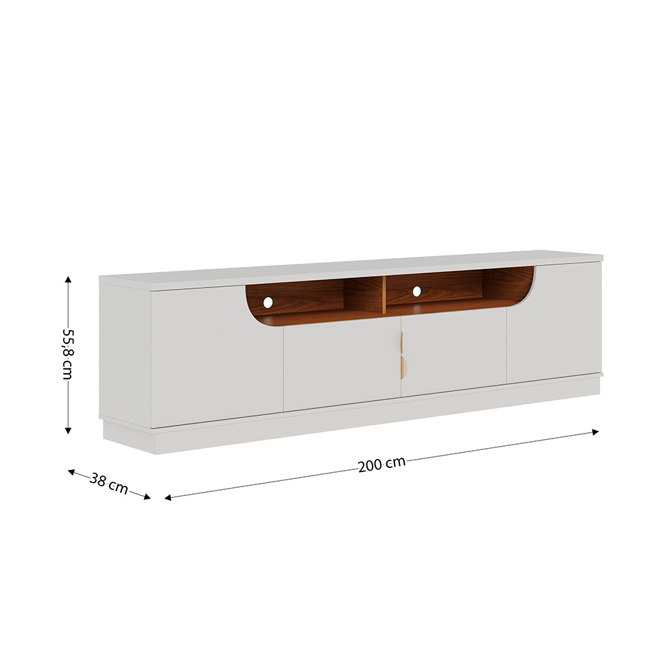 Rack para TV até 75 Polegadas Santorini 4 Portas Off White e Freijó