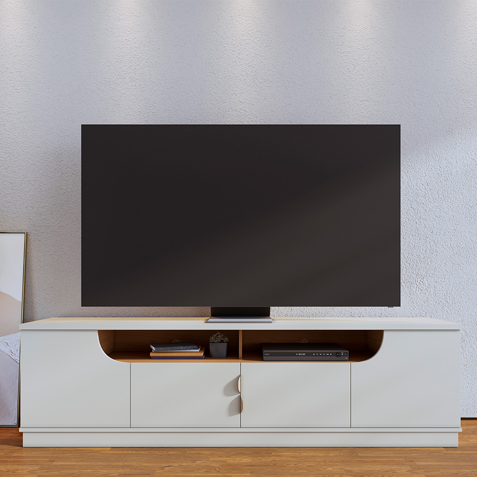 Rack para TV até 75 Polegadas Santorini 4 Portas Off White e Freijó