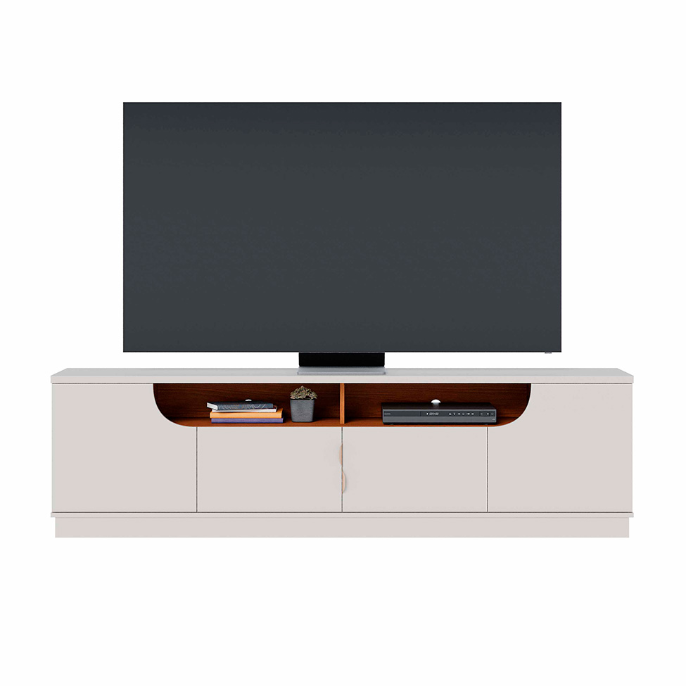 Rack para TV até 75 Polegadas Santorini 4 Portas Off White e Freijó