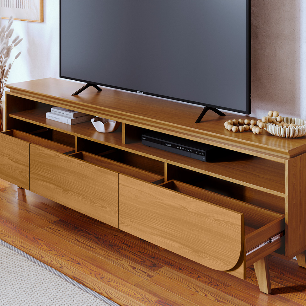 Rack para TV até 75 Polegadas Selene 3 Gavetas Cumaru 200 cm