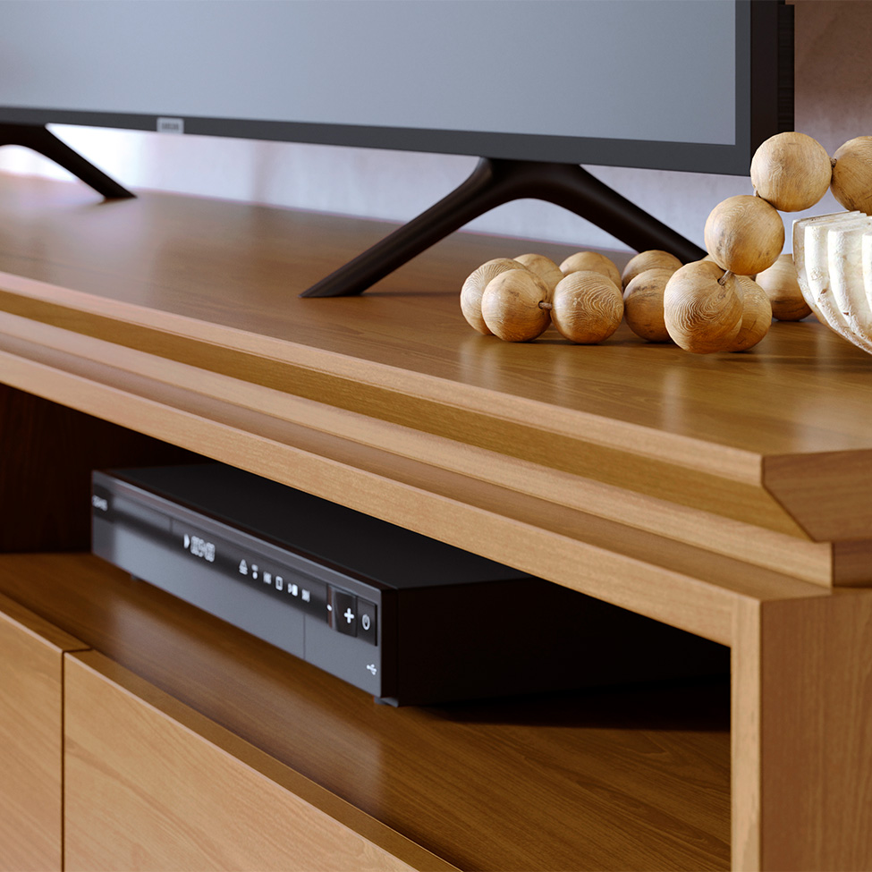 Rack para TV até 75 Polegadas Selene 3 Gavetas Cumaru 200 cm