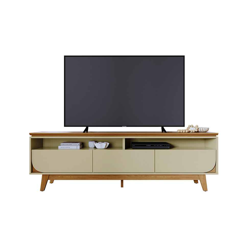 Rack para TV até 75 Polegadas Selene 3 Gavetas Opala e Cumaru 200 cm