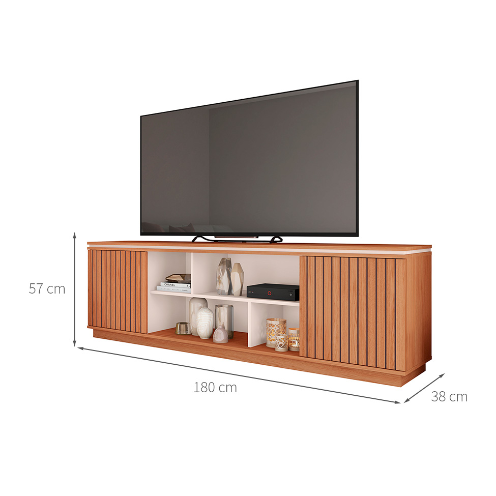 Rack para TV até 75 Polegadas Simetria 2 PT Freijó e Off White