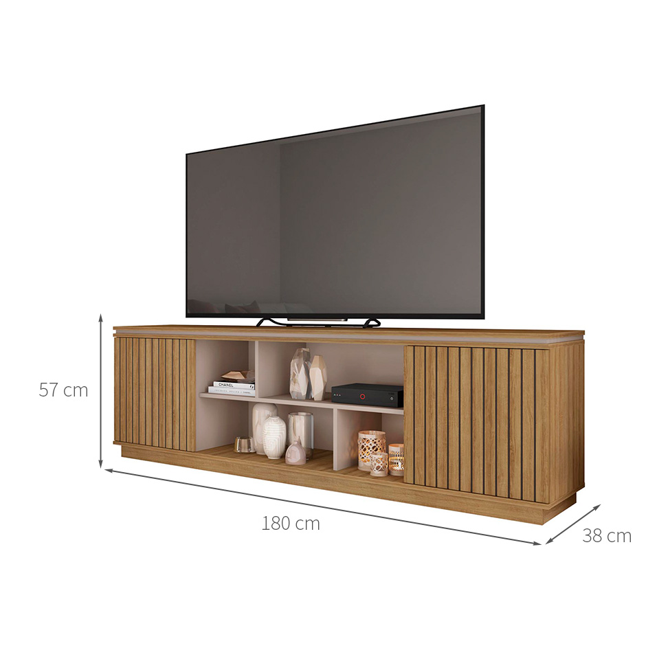 Rack para TV até 75 Polegadas Simetria 2 PT Mel e Cacau