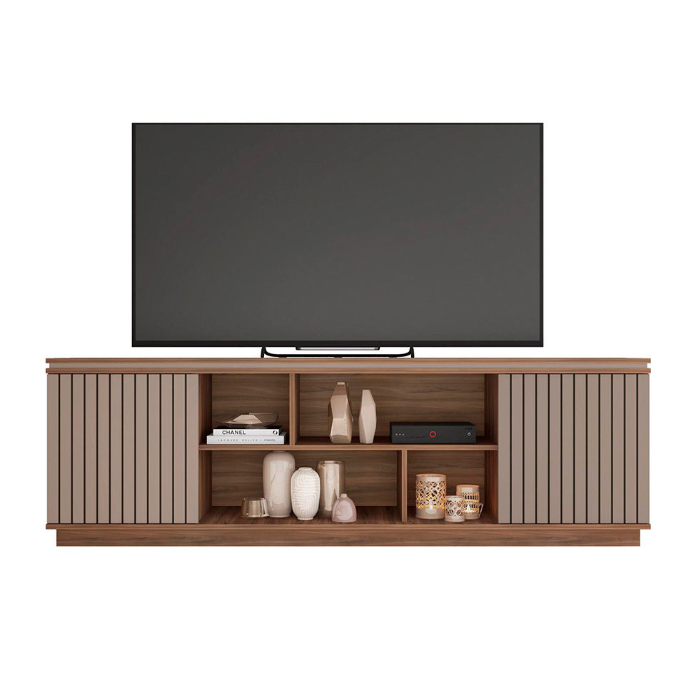 Rack para TV até 75 Polegadas Simetria 2 PT Nogueira e Fendi