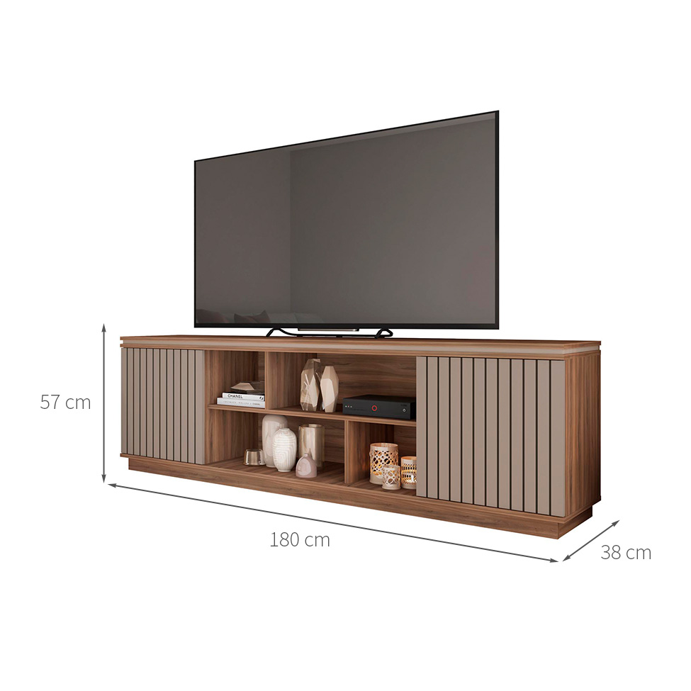 Rack para TV até 75 Polegadas Simetria 2 PT Nogueira e Fendi