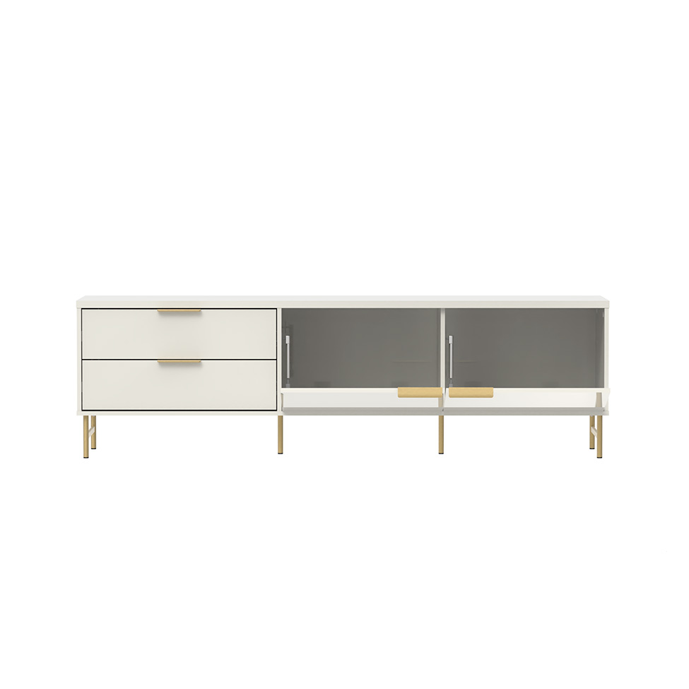 Rack para TV até 75 Polegadas Yves 1 PT 2 GV Off White e Dourado 185 cm